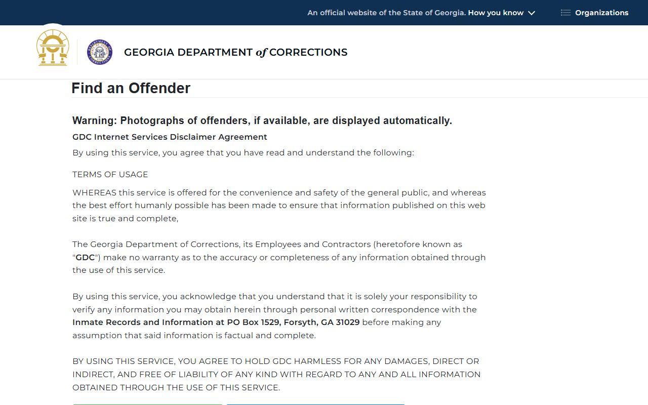 Thomas County clerk records GDC offender query form