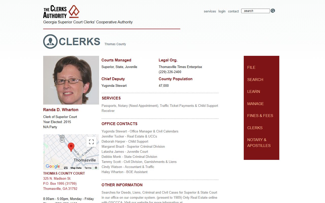 Thomas County clerk records GSCCCA clerk profile