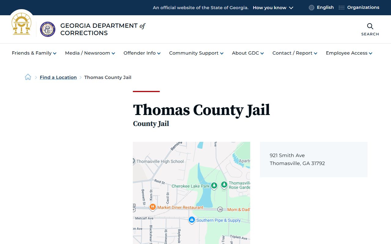 Thomas County arrest records GDC jail location source