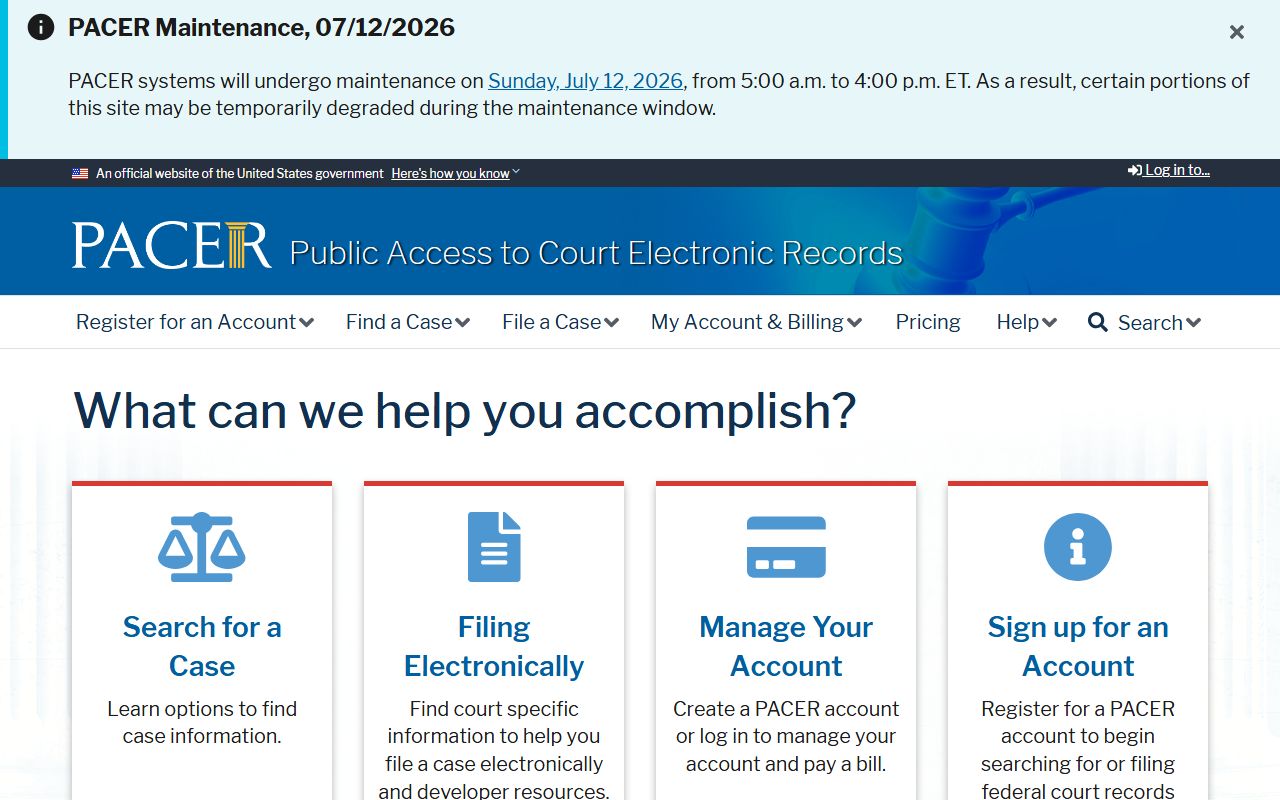 Thomas County court dockets PACER federal case record access