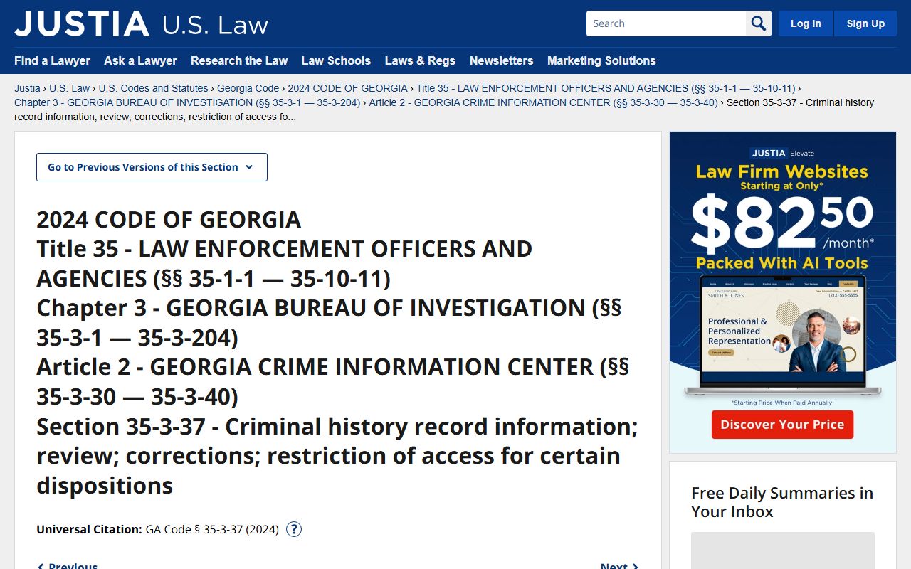Thomas County court records O.C.G.A. 35-3-37 restriction law