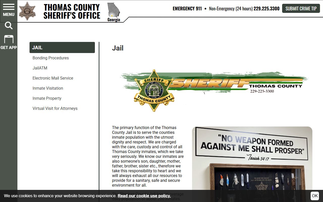 Thomas County inmate search jail overview source